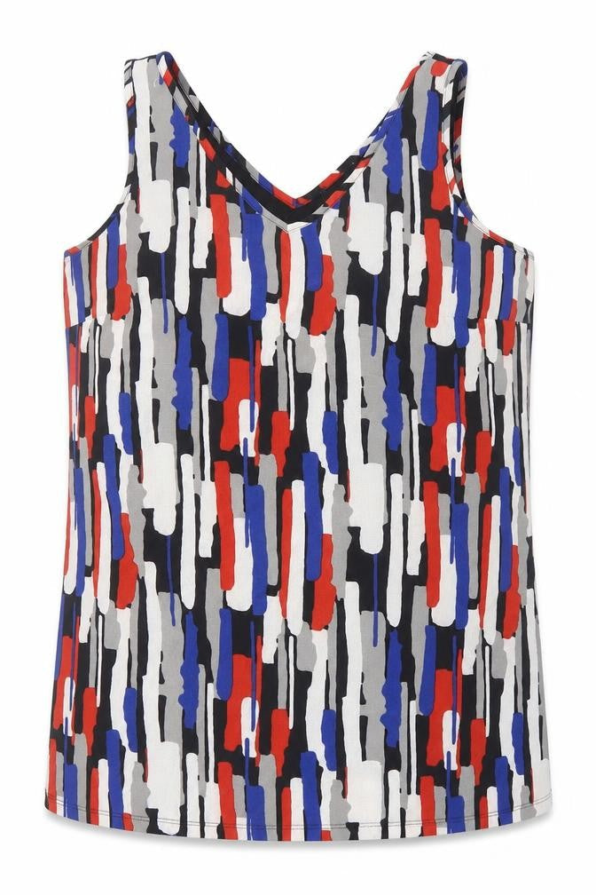 Matalan Womens Multicoloured Geometric Polyester Tunic Tank Size 14 V-Neck