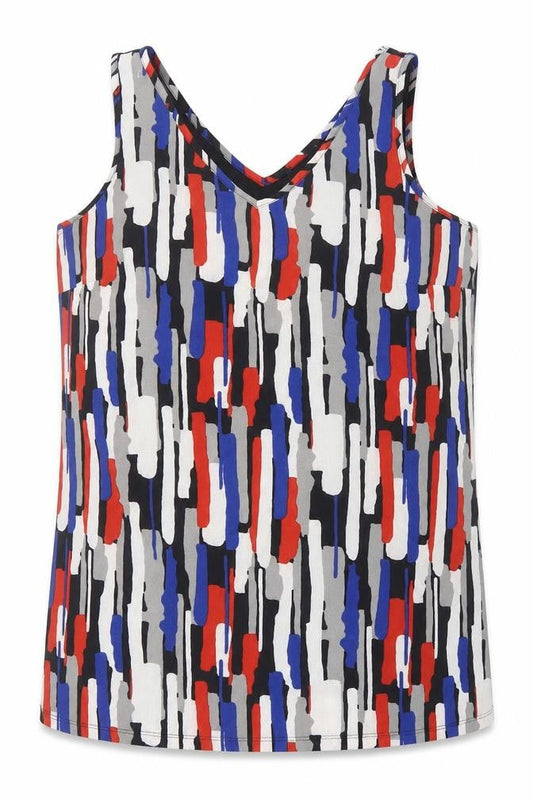 Matalan Womens Multicoloured Geometric Polyester Tunic Tank Size 14 V-Neck
