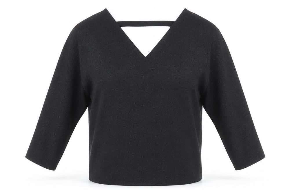 Dorothy Perkins Womens Black Polyester Basic Blouse Size 6 V-Neck - Batwing