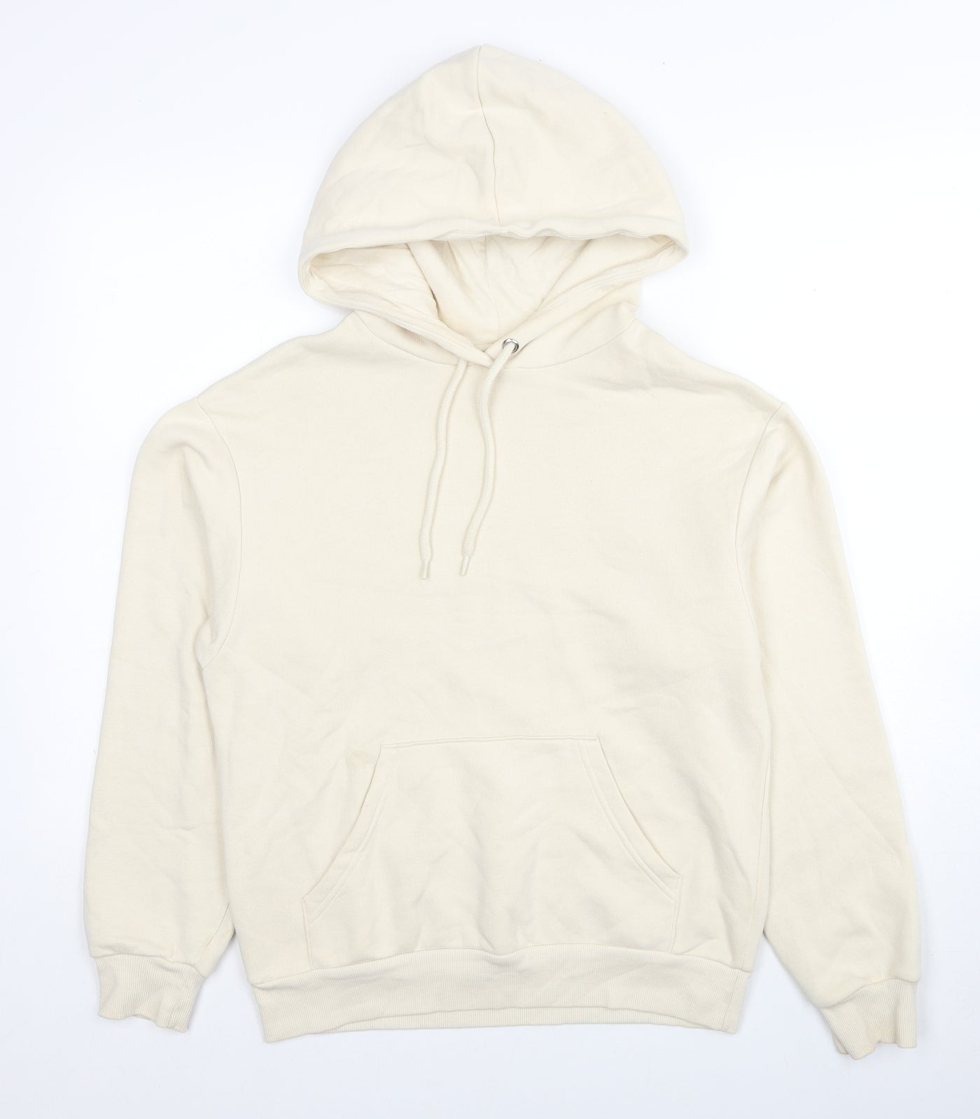 Monki Womens Beige Cotton Pullover Hoodie Size 2XS Pullover