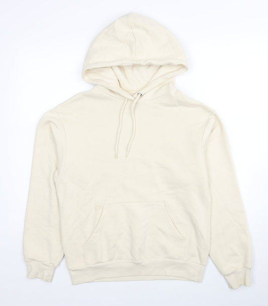 Monki Womens Beige Cotton Pullover Hoodie Size 2XS Pullover