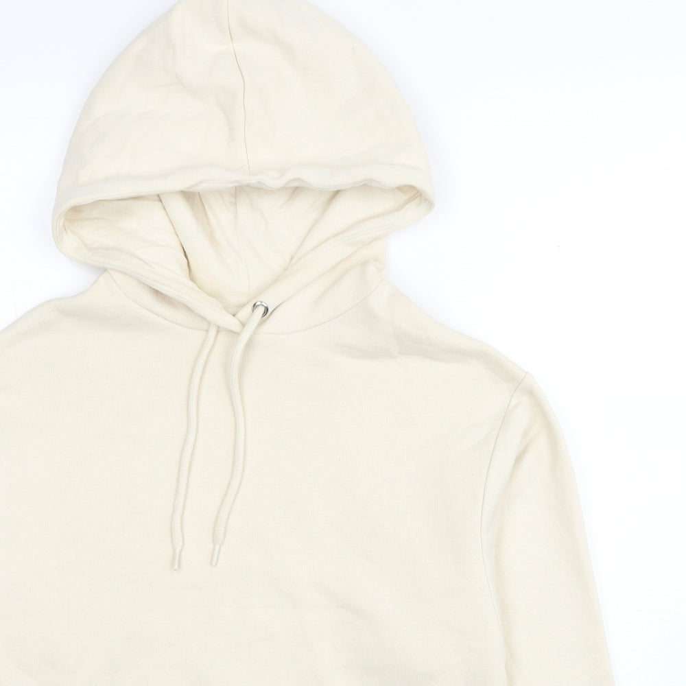 Monki Womens Beige Cotton Pullover Hoodie Size 2XS Pullover