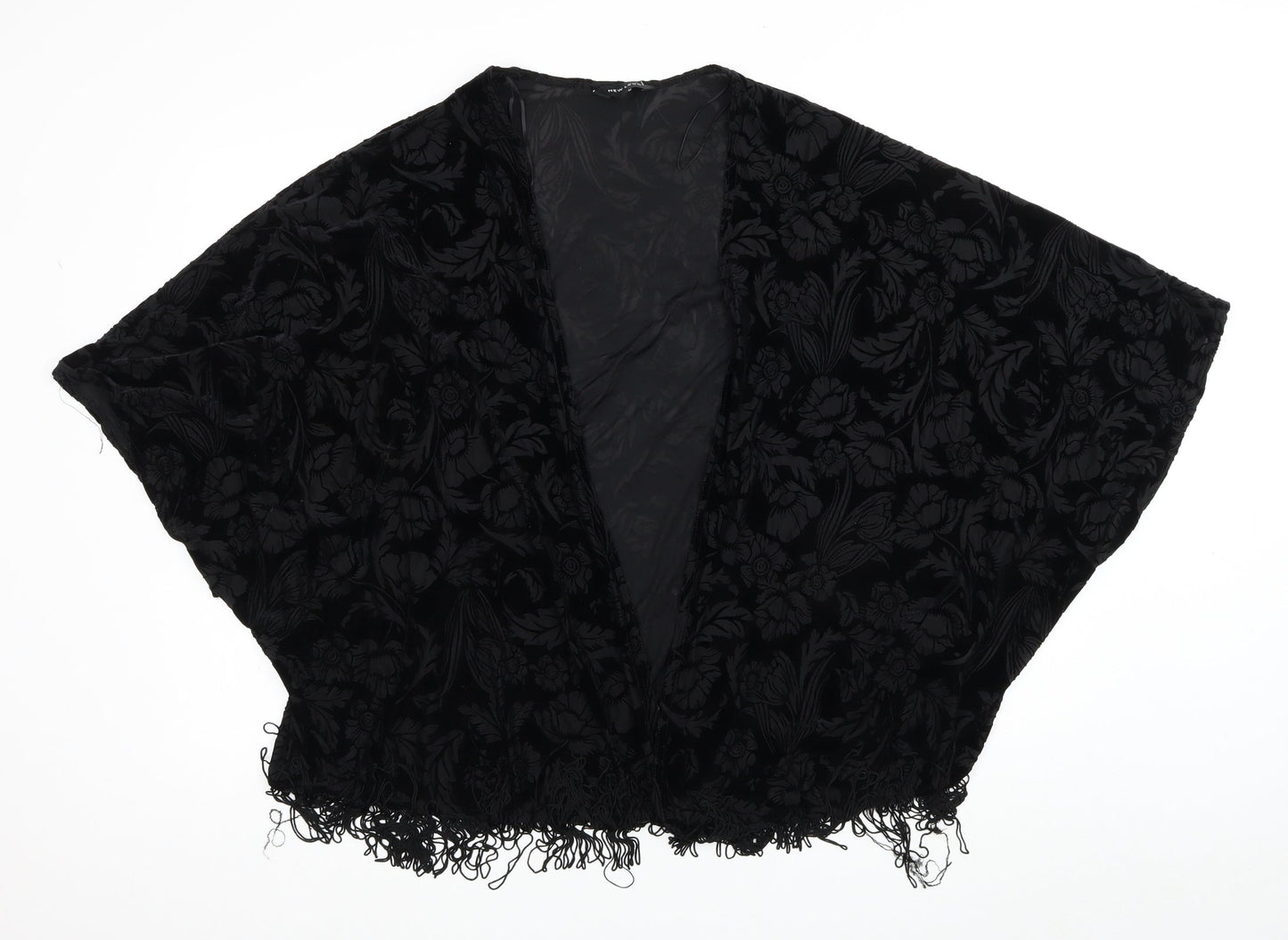 New Look Womens Black V-Neck Geometric Polyester Cardigan Jumper Size 14