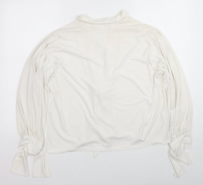 Mango Womens White Polyester Basic Blouse Size M V-Neck
