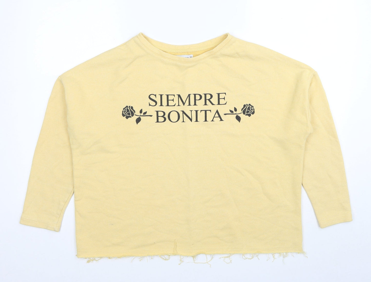 Pull&Bear Womens Yellow Cotton Pullover Sweatshirt Size S Pullover - Siempre Bonita