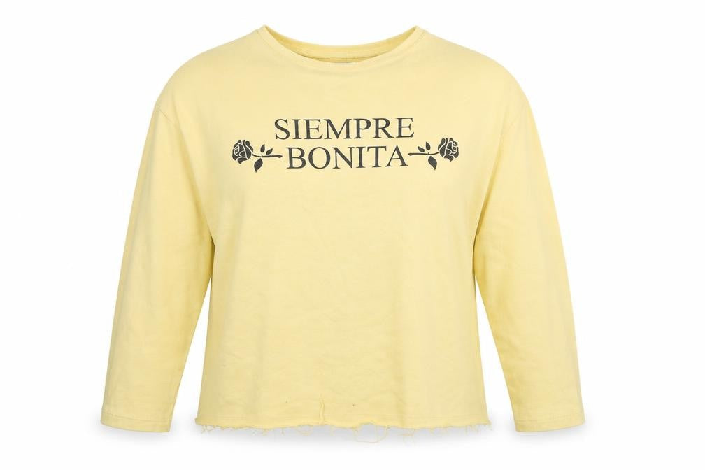 Pull&Bear Womens Yellow Cotton Pullover Sweatshirt Size S Pullover - Siempre Bonita