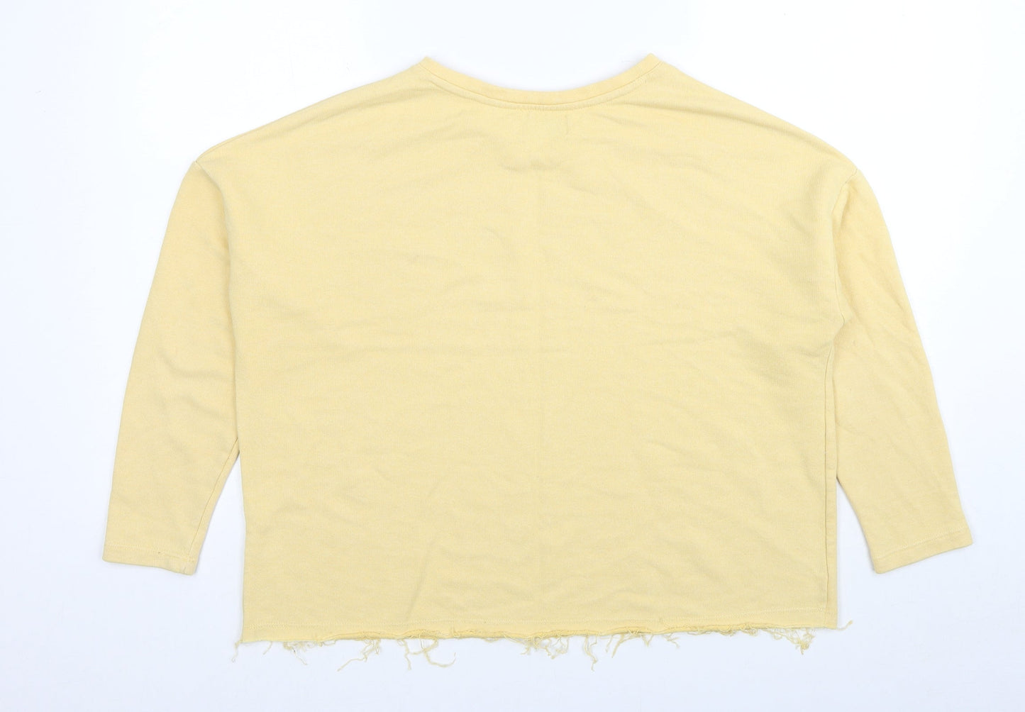 Pull&Bear Womens Yellow Cotton Pullover Sweatshirt Size S Pullover - Siempre Bonita