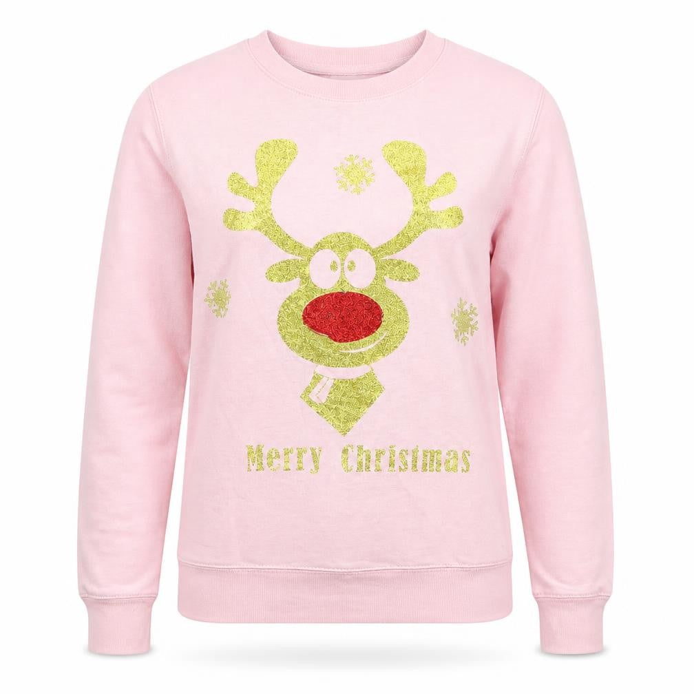 Awdis Womens Pink Cotton Pullover Sweatshirt Size S Pullover - Christmas