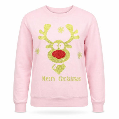 Awdis Womens Pink Cotton Pullover Sweatshirt Size S Pullover - Christmas