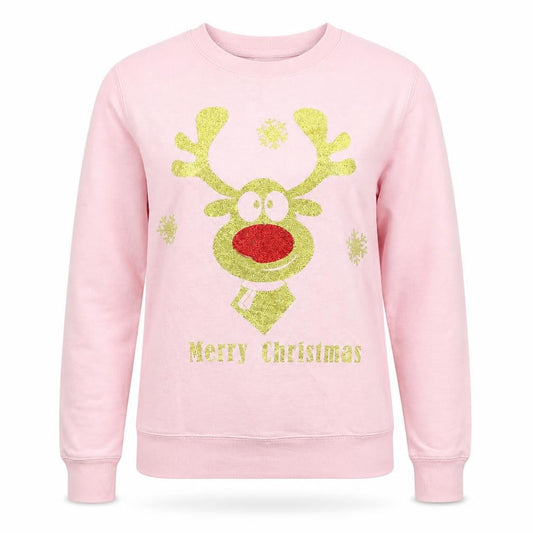 Awdis Womens Pink Cotton Pullover Sweatshirt Size S Pullover - Christmas