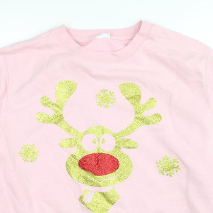 Awdis Womens Pink Cotton Pullover Sweatshirt Size S Pullover - Christmas