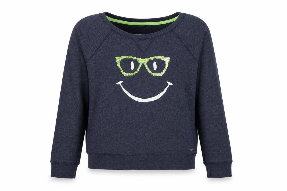 Gilly Hicks Womens Blue Cotton Pullover Sweatshirt Size M Pullover - Smiley Face Print