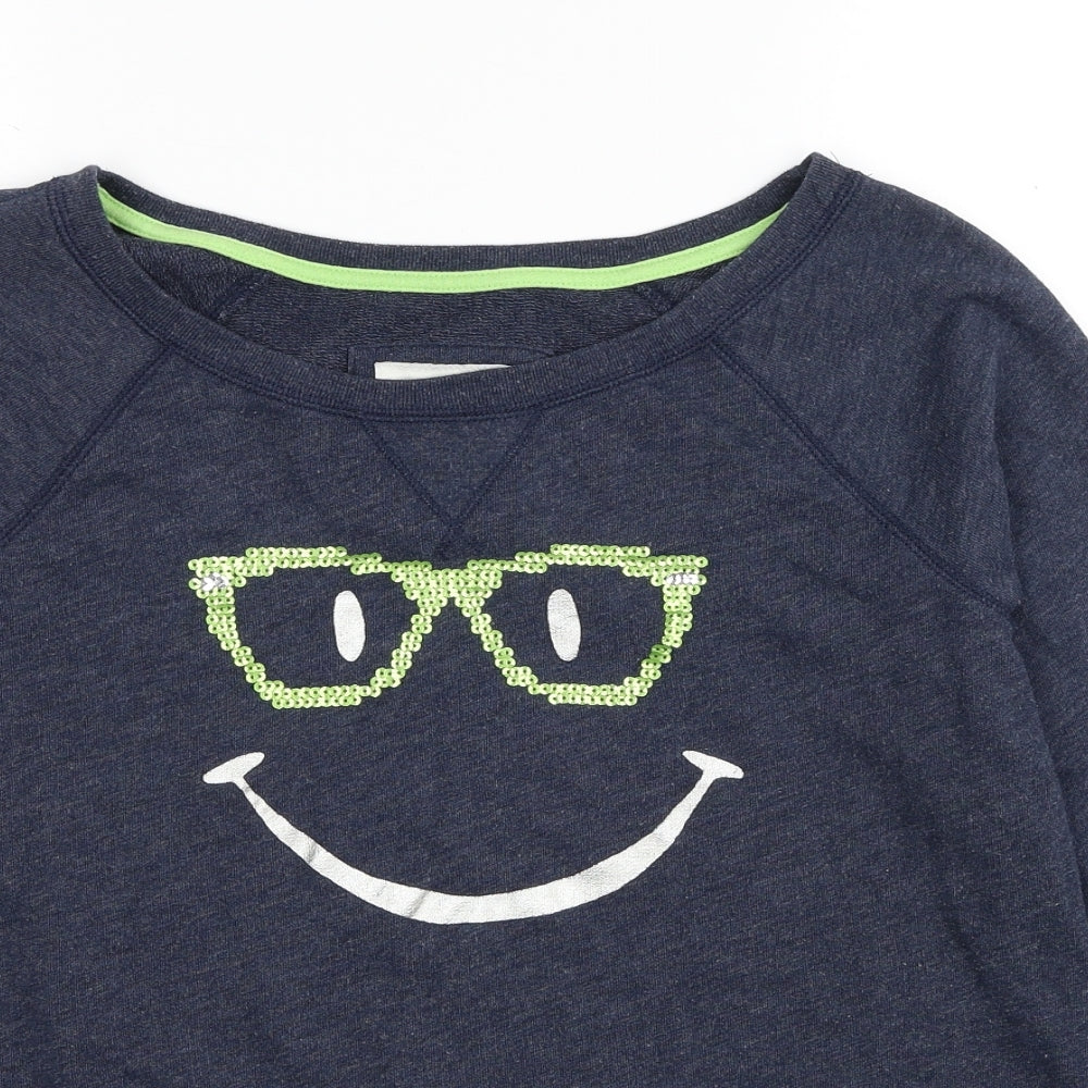 Gilly Hicks Womens Blue Cotton Pullover Sweatshirt Size M Pullover - Smiley Face Print