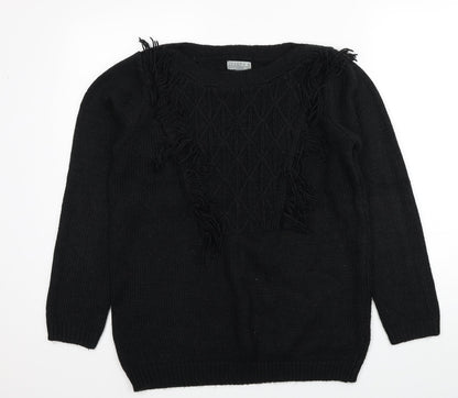 Joseph A Womens Black Round Neck Acrylic Pullover Jumper Size M