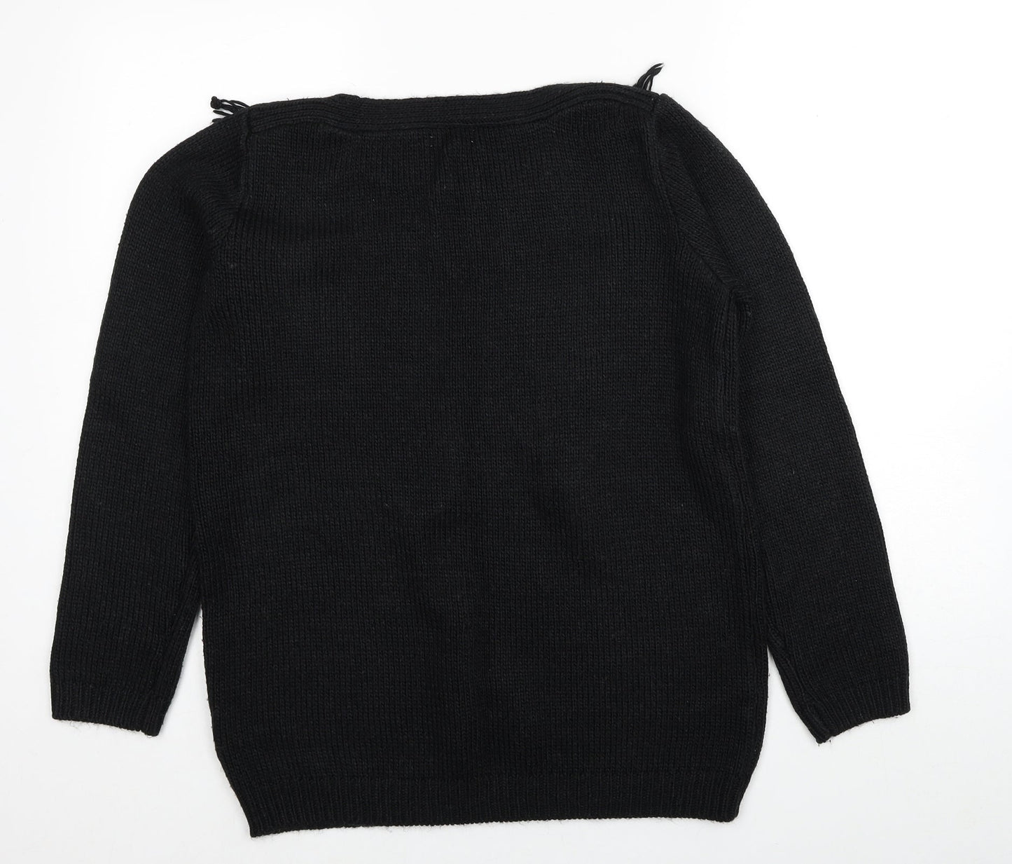 Joseph A Womens Black Round Neck Acrylic Pullover Jumper Size M