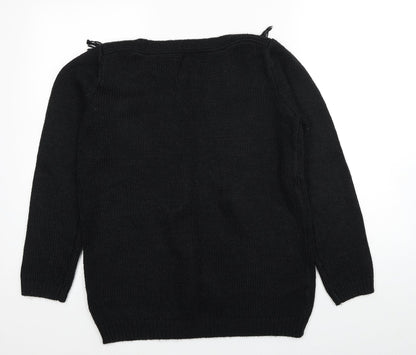 Joseph A Womens Black Round Neck Acrylic Pullover Jumper Size M