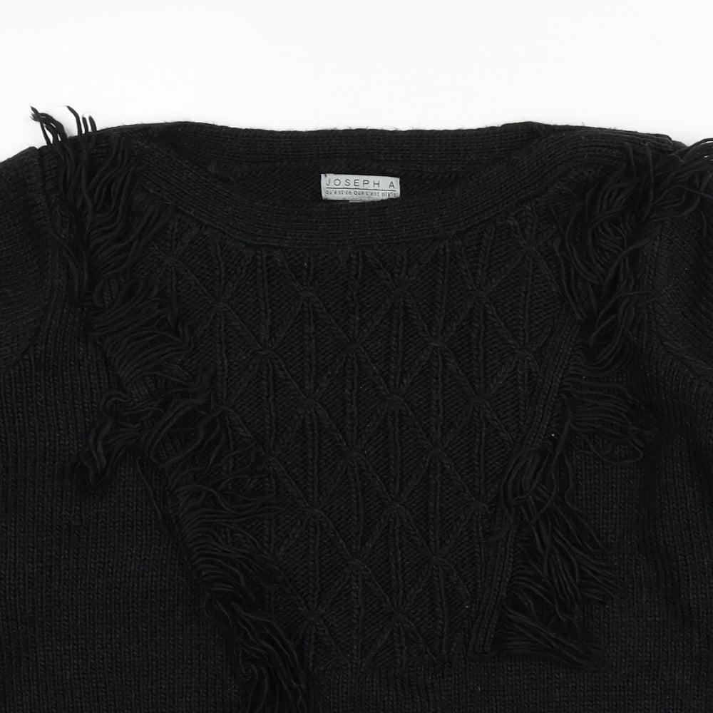 Joseph A Womens Black Round Neck Acrylic Pullover Jumper Size M