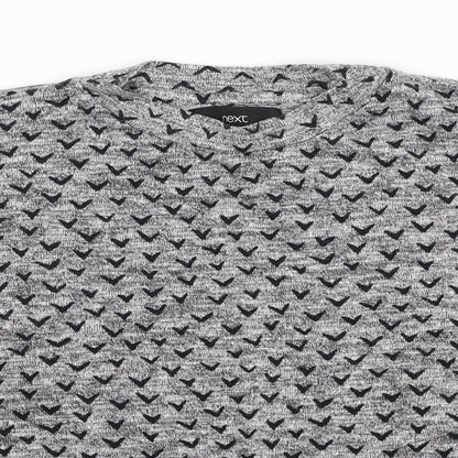 Next Womens Grey Round Neck Geometric Cotton Pullover Jumper Size 8