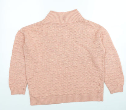 Next Womens Pink High Neck Acrylic Pullover Jumper Size S