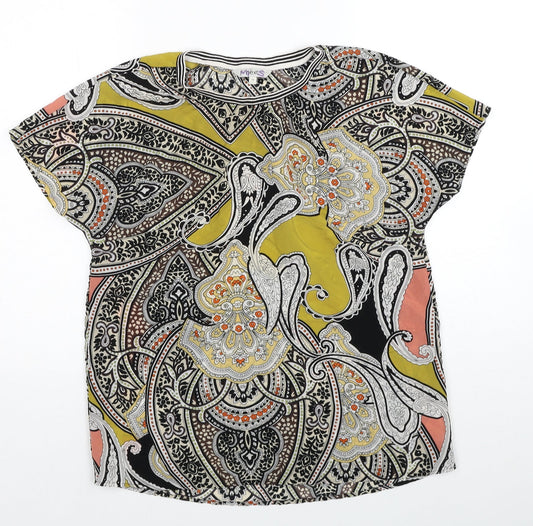 NEXT Womens Multicoloured Paisley Polyester Basic T-Shirt Size 10 Round Neck