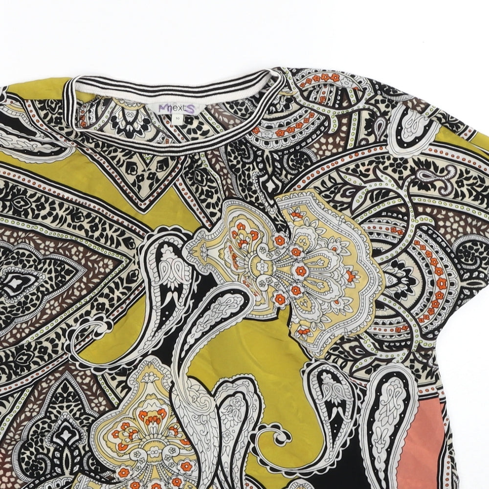 NEXT Womens Multicoloured Paisley Polyester Basic T-Shirt Size 10 Round Neck