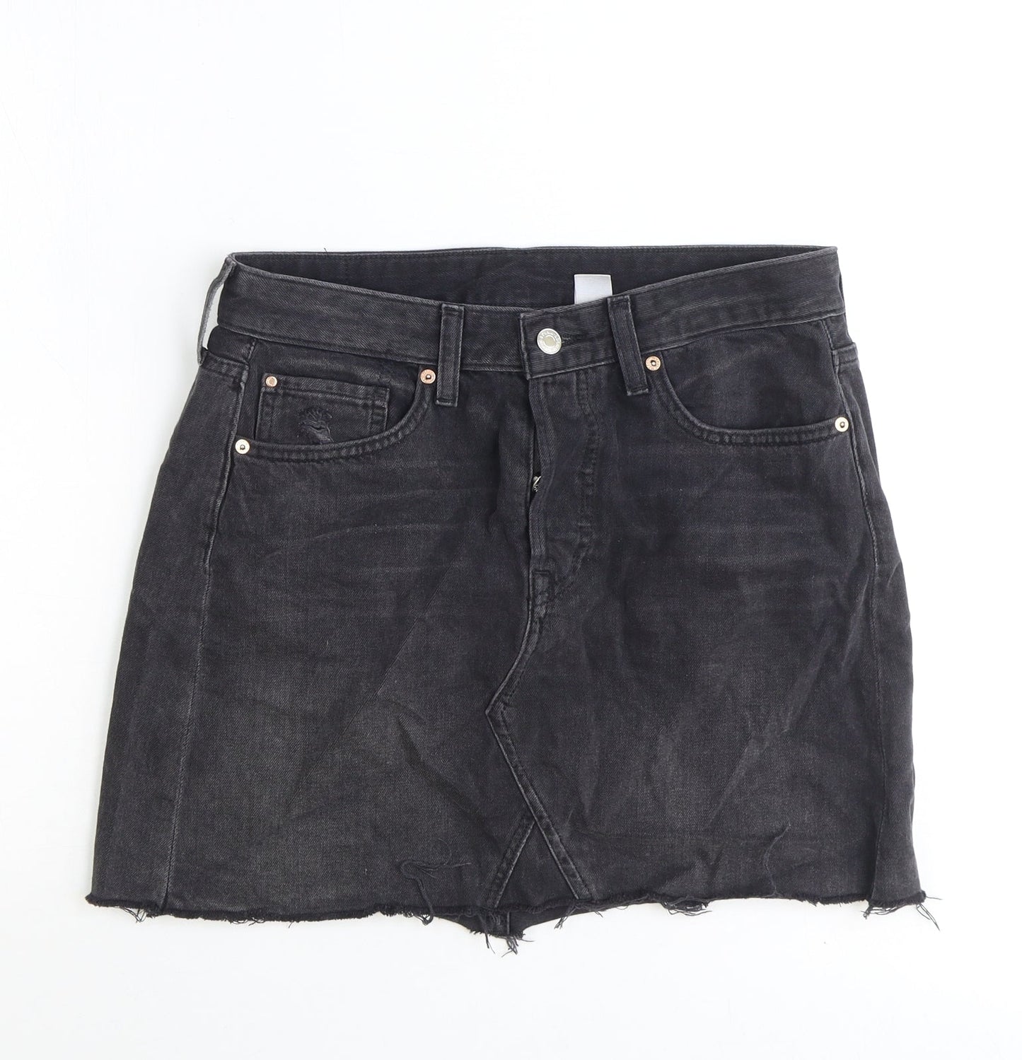 Denim Womens Black Camel Straight & Pencil Skirt Size 12 Button