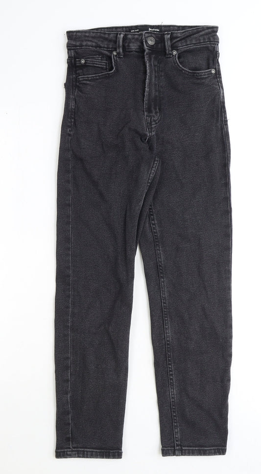 Astradivarius Womens Black Cotton Straight Jeans Size 6 Regular Zip