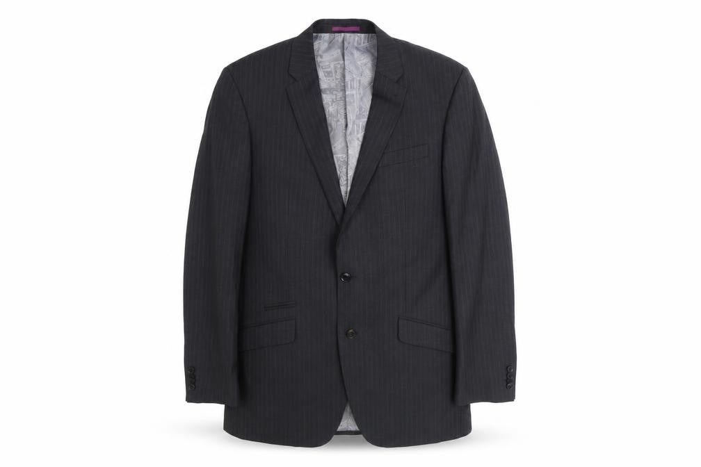 NEXT Mens Grey Striped Polyester Jacket Suit Jacket Size 42 Regular