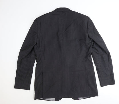Next Mens Grey Striped Polyester Jacket Suit Jacket Size 42 Regular