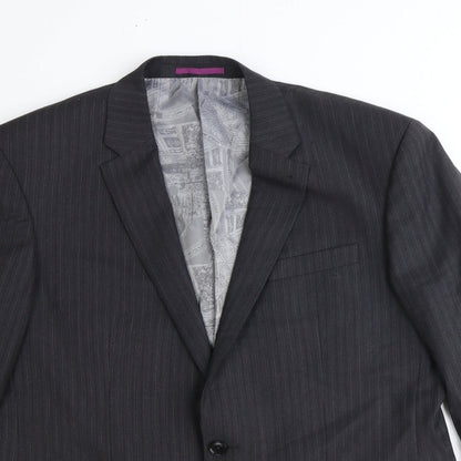 Next Mens Grey Striped Polyester Jacket Suit Jacket Size 42 Regular