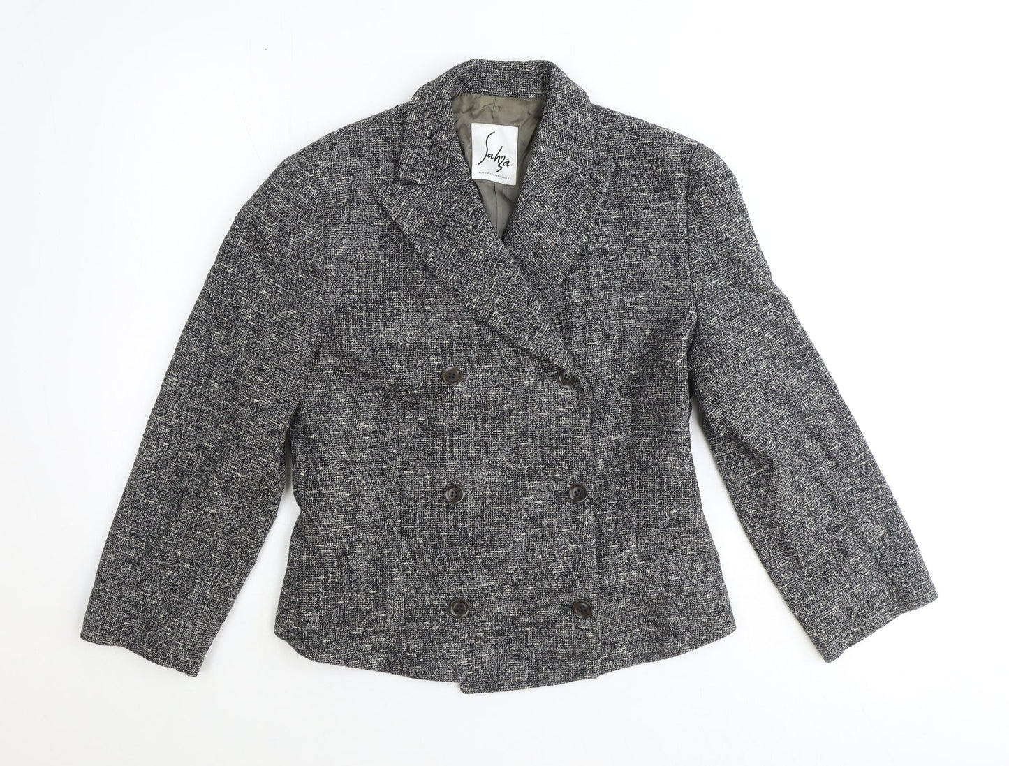 Sahra Womens Grey Wool Jacket Blazer Size 10
