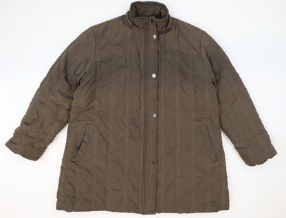 Catkin Womens Brown Quilted Coat Size 4XL Zip