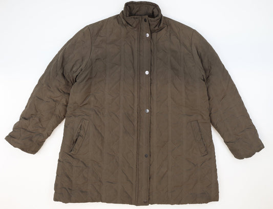 Catkin Womens Brown Quilted Coat Size 4XL Zip