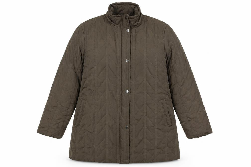 Catkin Womens Brown Quilted Coat Size 4XL Zip