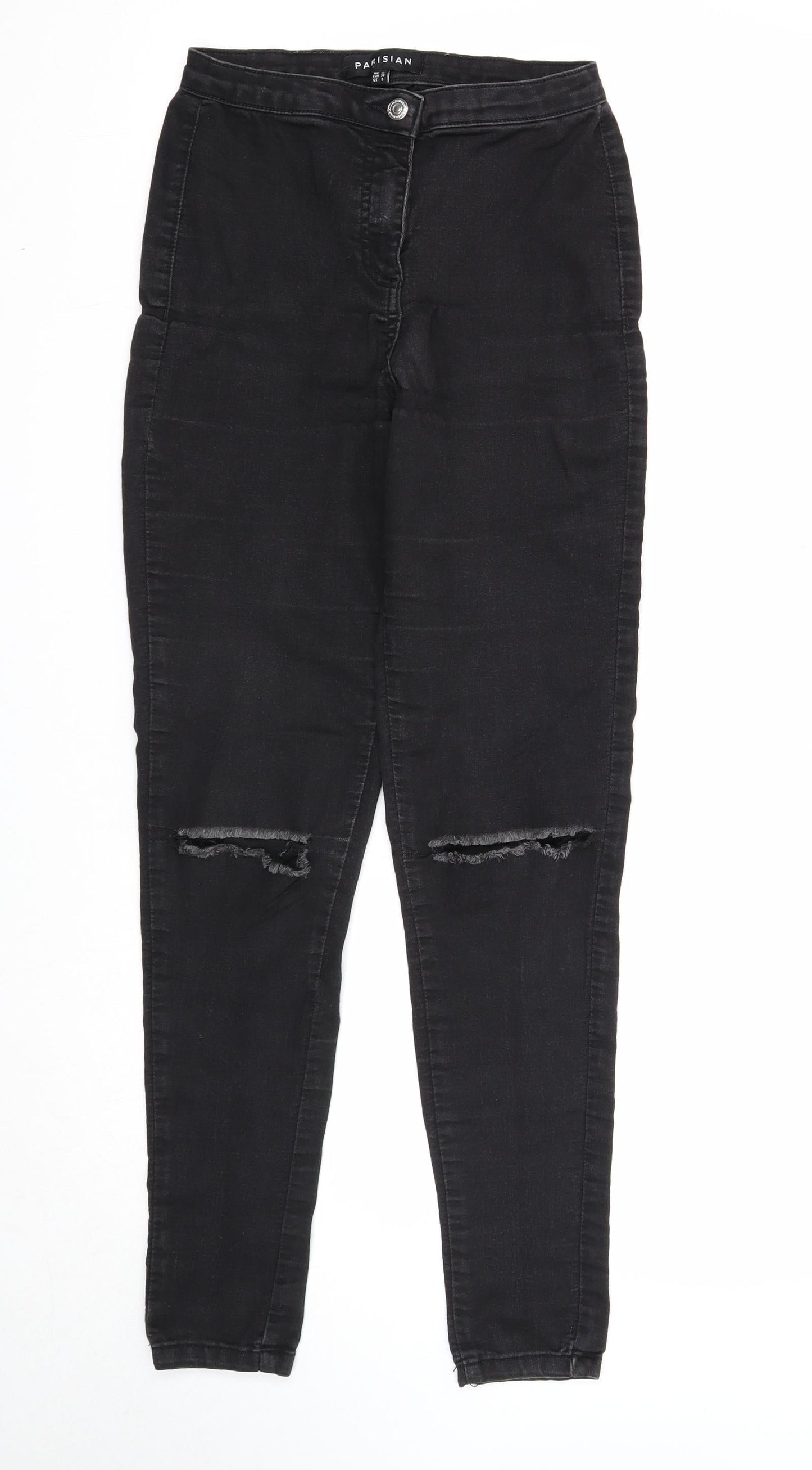 Parisian Womens Black Cotton Skinny Jeans Size 10 Regular Zip