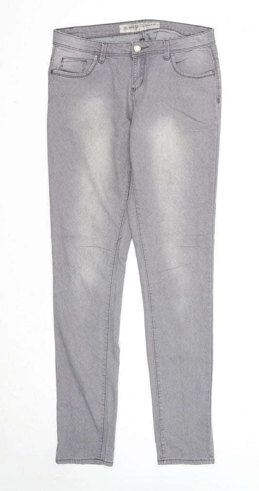 Denim & Co. Womens Grey Cotton Straight Jeans Size 12 Regular Zip