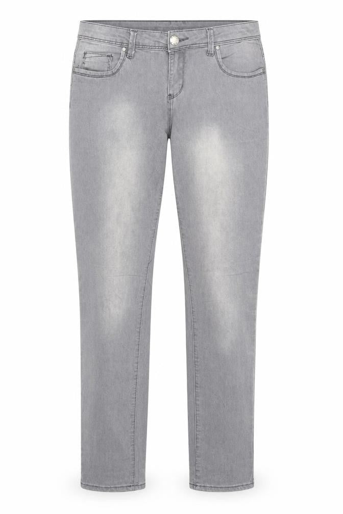 Denim & Co. Womens Grey Cotton Straight Jeans Size 12 Regular Zip