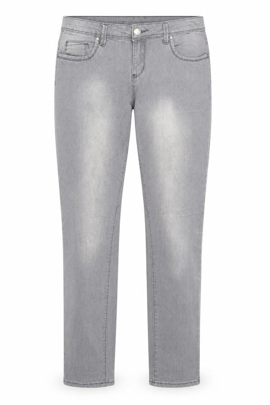 Denim & Co. Womens Grey Cotton Straight Jeans Size 12 Regular Zip