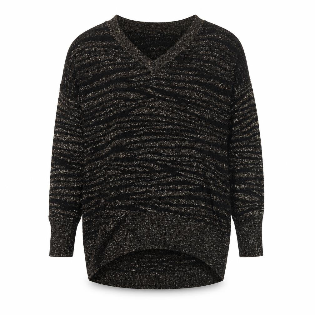 Wallis Womens Black V-Neck Animal Print Acrylic Pullover Jumper Size S