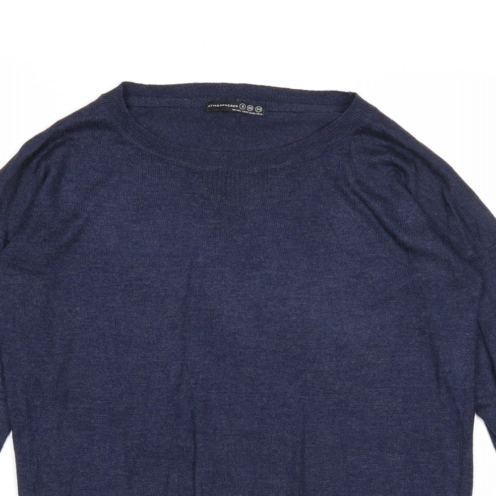 Atmosphere Womens Blue Boat Neck Viscose Pullover Jumper Size 8