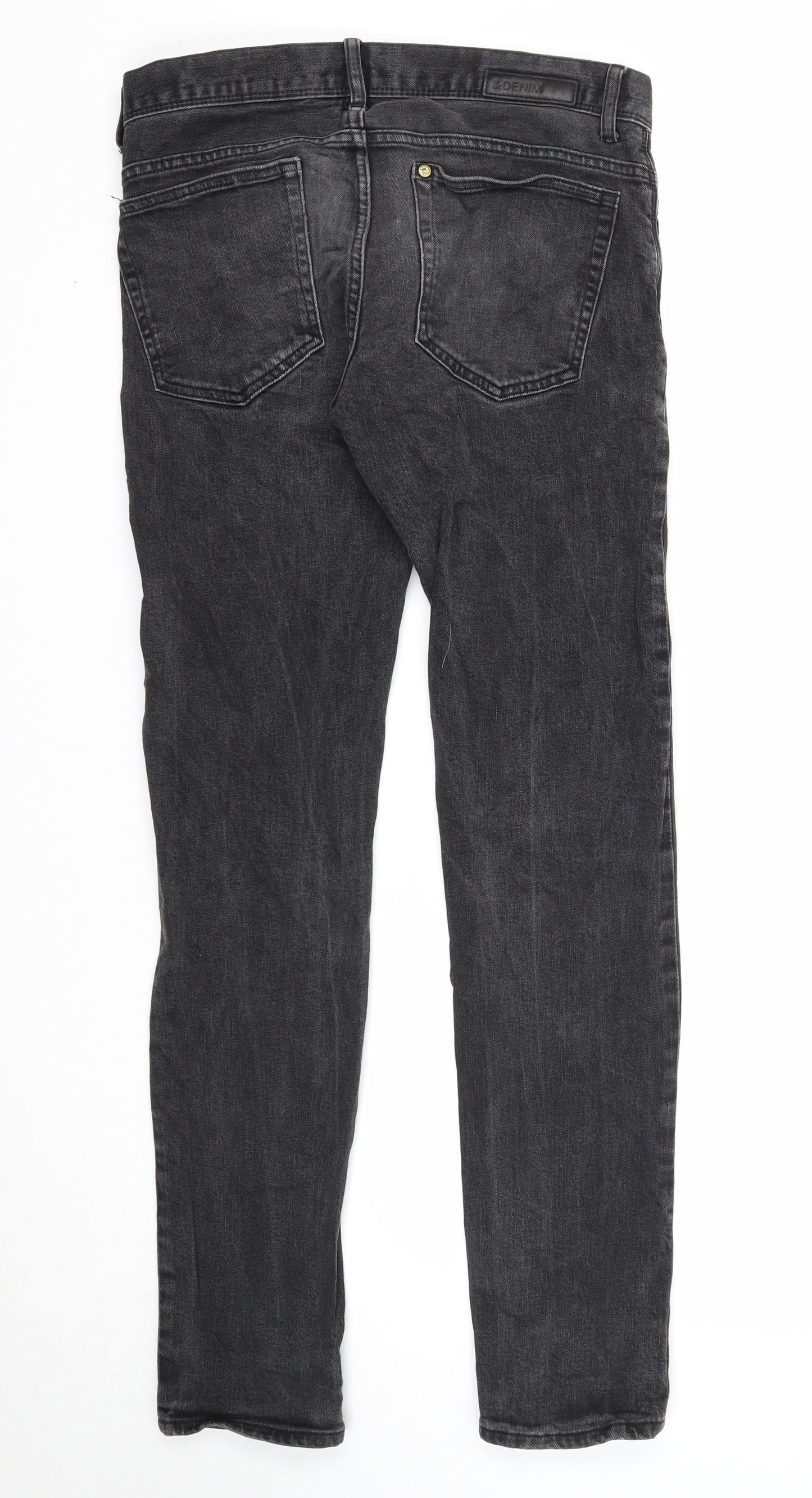 Preworn Mens Black Cotton Straight Jeans Size 30 in L32 in Slim Button