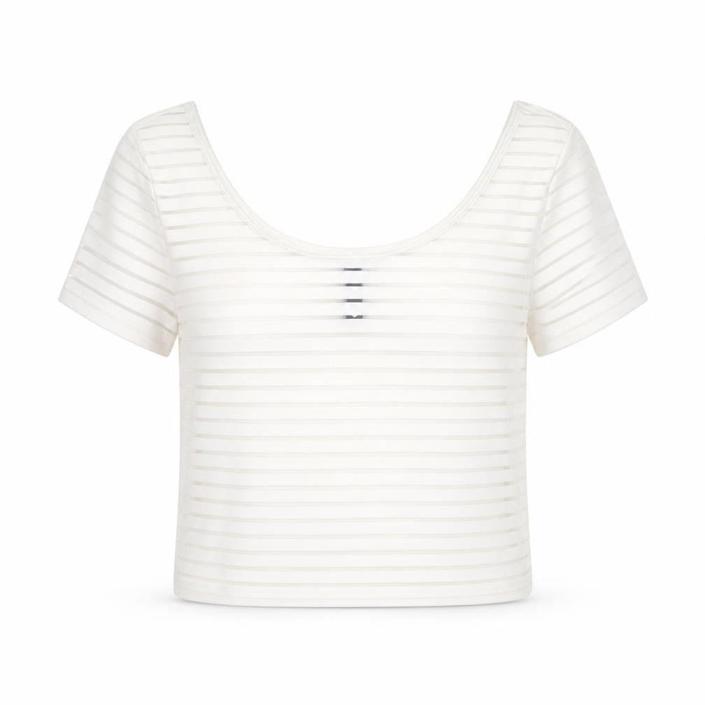 Divided Womens White Polyester Basic T-Shirt Size S Scoop Neck