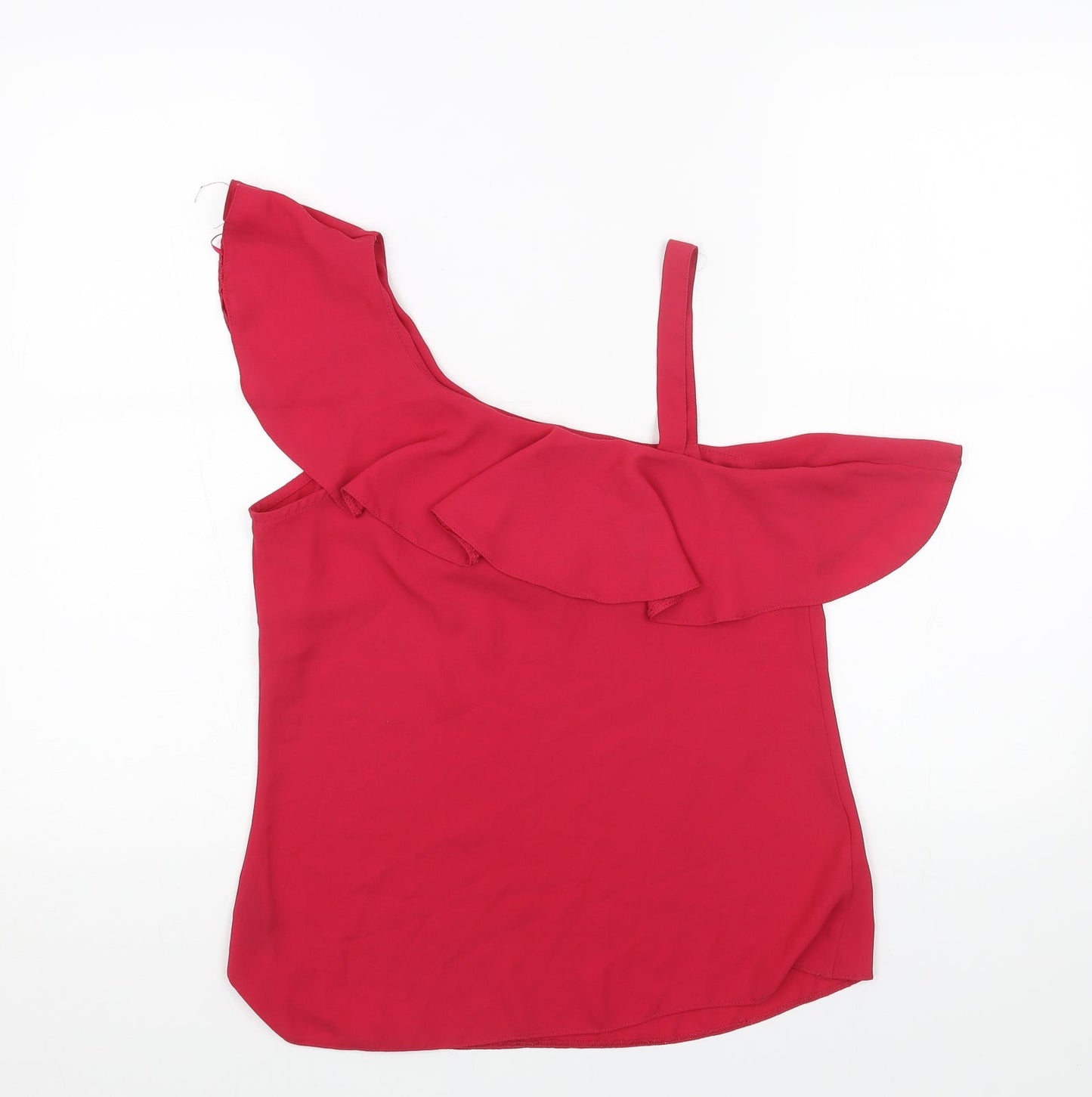 Papaya Womens Pink Polyester Basic Tank Size 8 One Shoulder