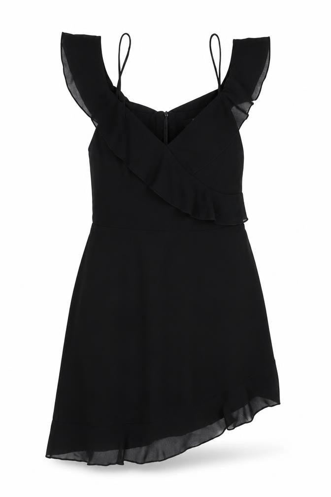 Missguided Womens Black Polyester Mini Size 8 V-Neck Zip - Cold Shoulder
