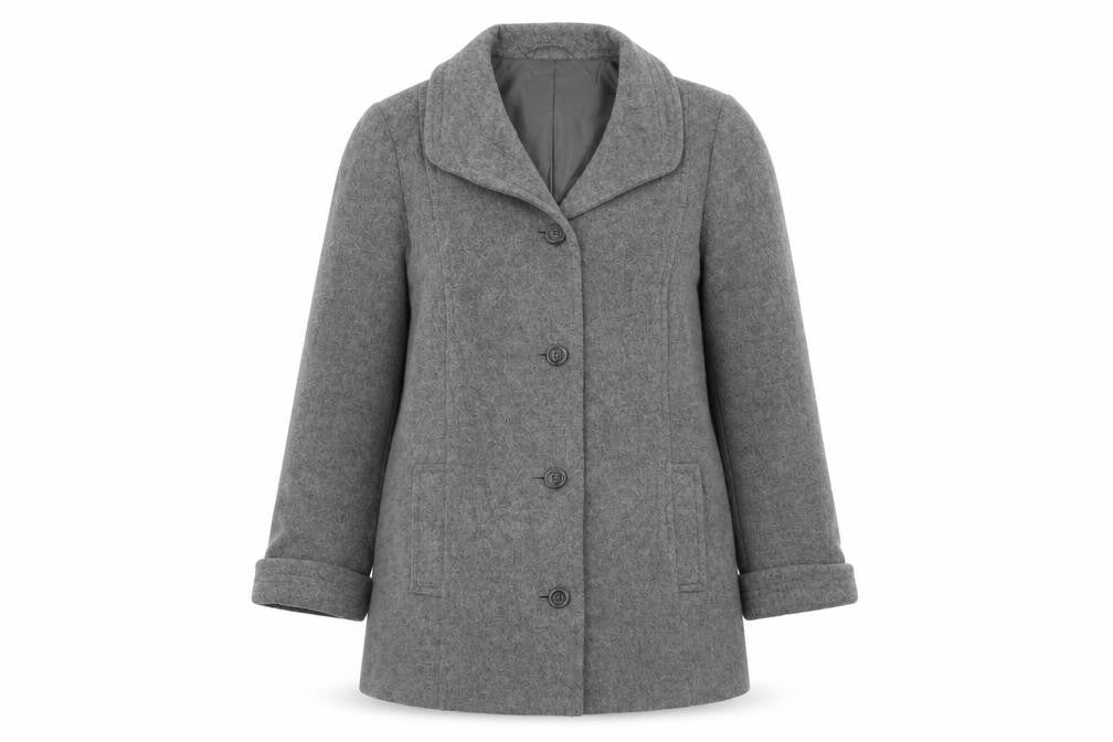 Marks & Spencer Womens Grey Pea Coat Coat Size 14 Button