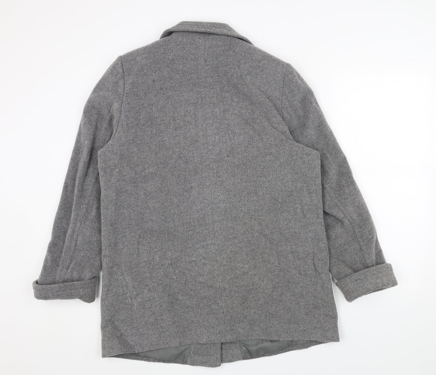 Marks and Spencer Womens Grey Pea Coat Coat Size 14 Button