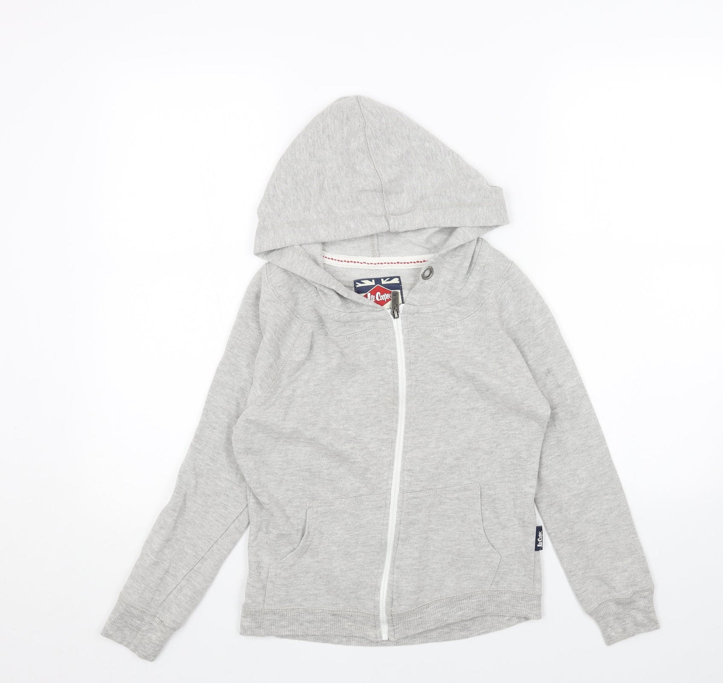 Lee Cooper Womens Grey Cotton Full Zip Hoodie Size 8 Zip - Pockets