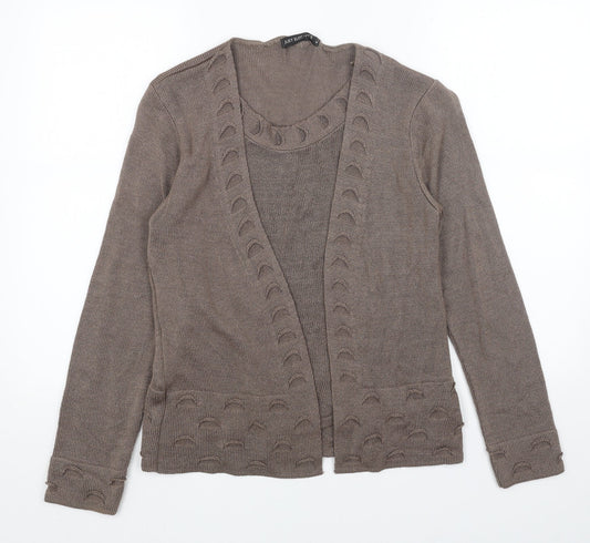 Just Elegance Womens Brown Scoop Neck Acrylic Cardigan Jumper Size M - 2 Piece