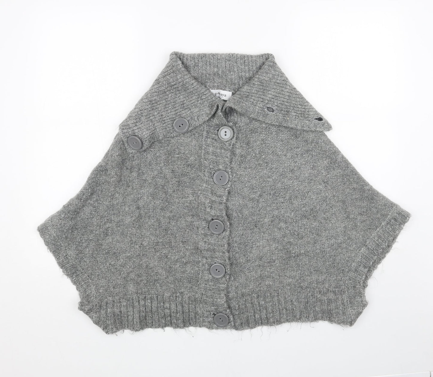 Papaya Womens Grey Collared Acrylic Cardigan Jumper Size 16