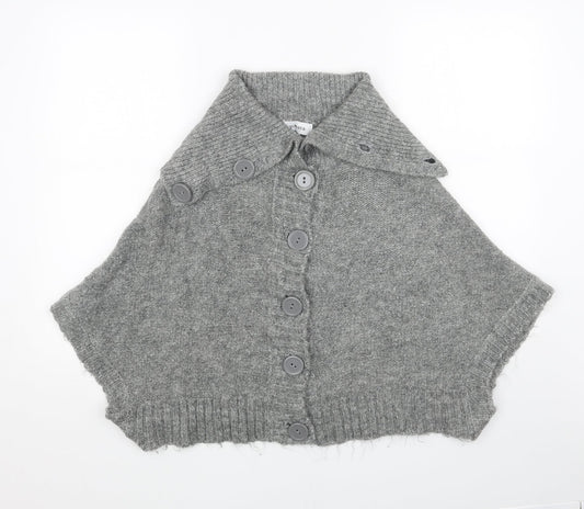 Papaya Womens Grey Collared Acrylic Cardigan Jumper Size 16